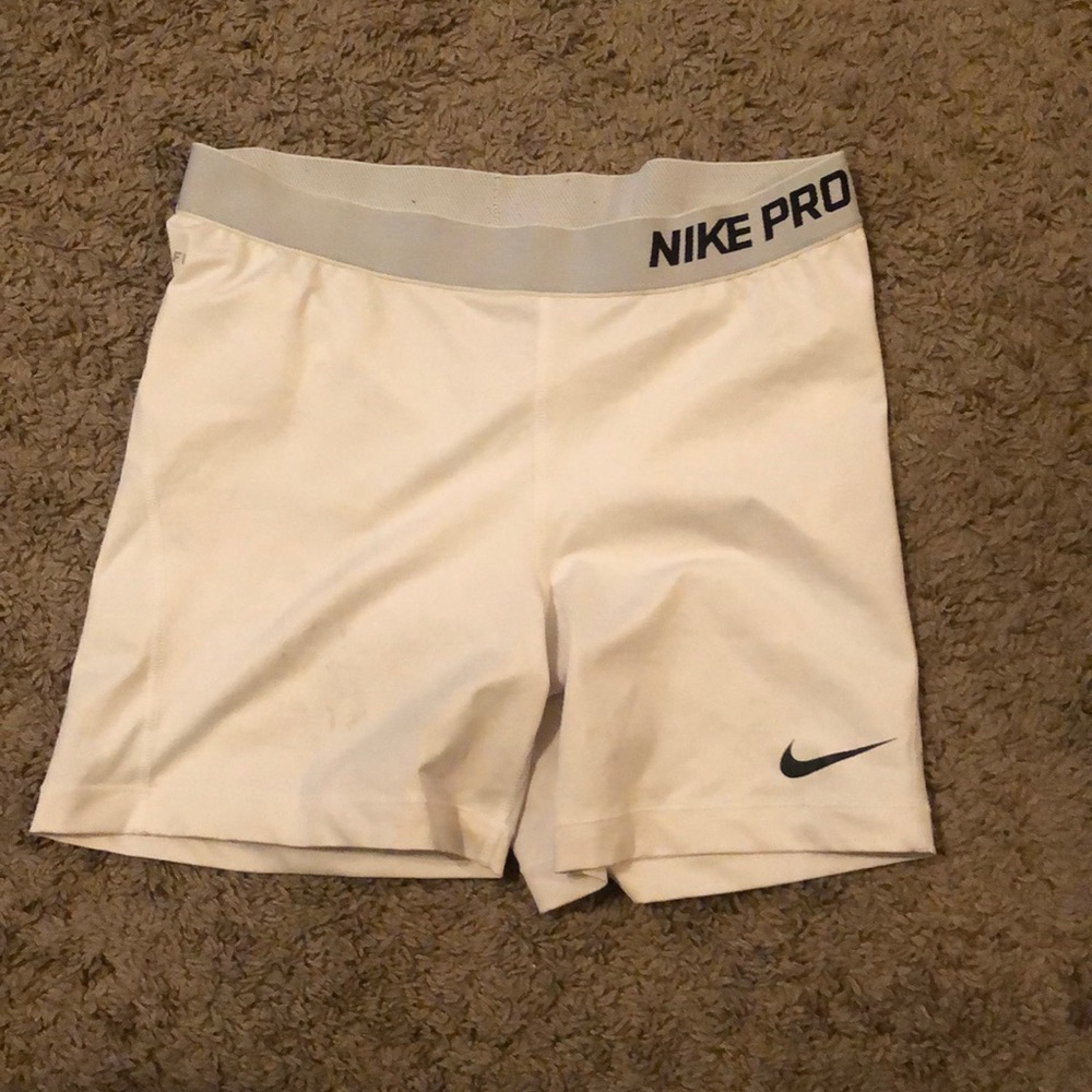 White Nike Pro Athletic Shorts #nike #nikepro #athletic #sport #women